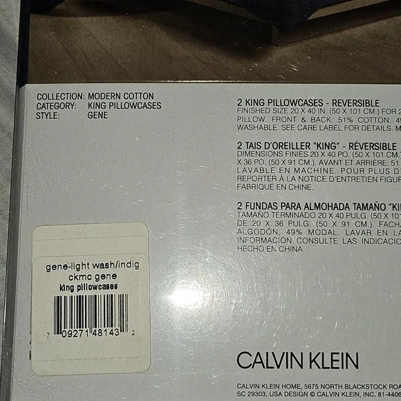Calvin Klein King Pillowcases Heathered Blue - Picture 6 of 7